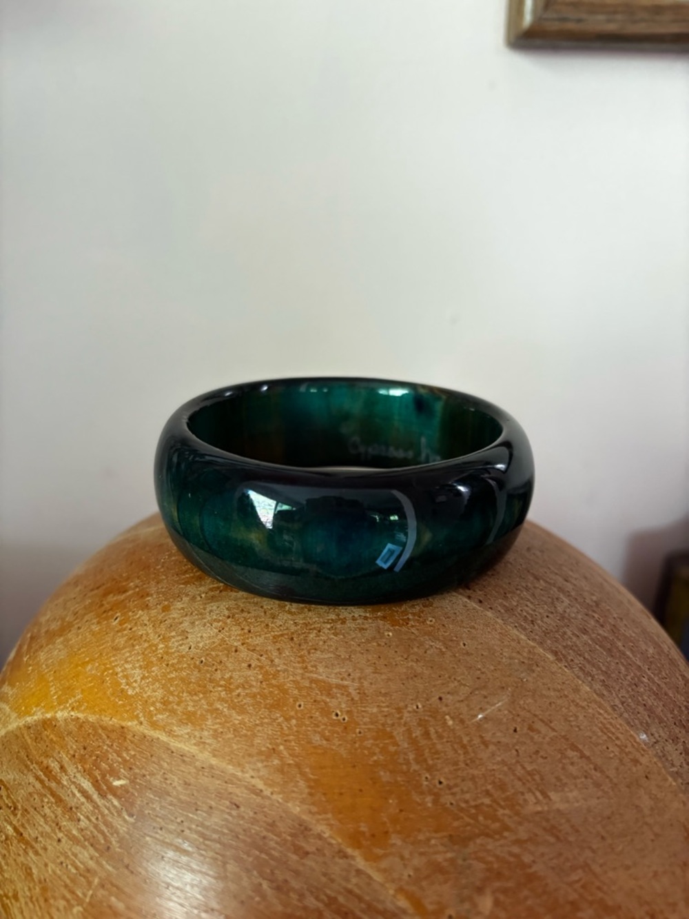 Signed Huppke & Rice Cypress Wood Lacquered Chunky Bangle